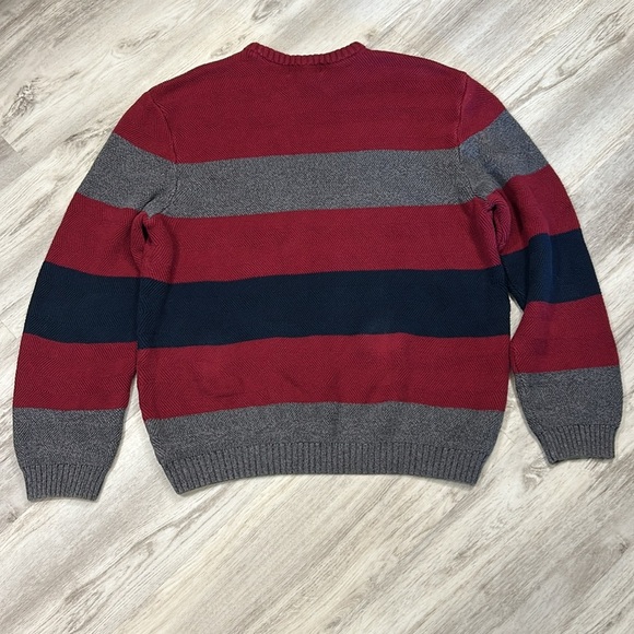 Vintage Ralph Lauren Chaps Cotton Textured Weave Striped Fisherman’s Sweater XL - Picture 2 of 8